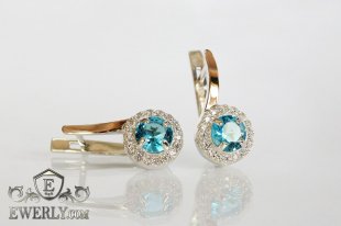 Серебряные серьги со светло-голубыми камнями, фото