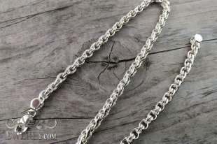 Большая цепочка Ручеёк (Ручей) из серебра, фото