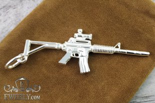 Pendant - gun "M16" made of silver, фото