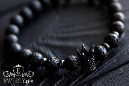 Каменный браслет из лавы для мужчины 123035ND, фото