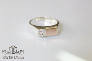 Мужской серебряный перстень с золотыми вставками, фото