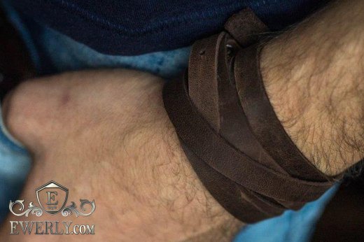 Браслет из натуральной кожи коричневый 6 вит. для мужчины 124003WR, фото