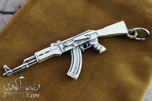 Silver pendant - AK-47 assault rifle, фото