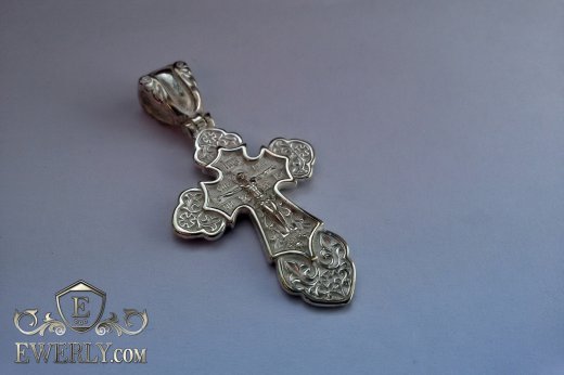 Cross of sterling silver with crucifix, фото