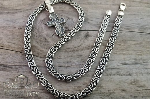 Лисячий хвіст - срібний ланцюжок с хрестиком, фото