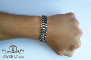 Bracelet "Tractor (double carapace)" of sterling silver for men, фото