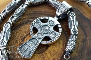 Срібний хрест з ликами святих без розп'яття, фото