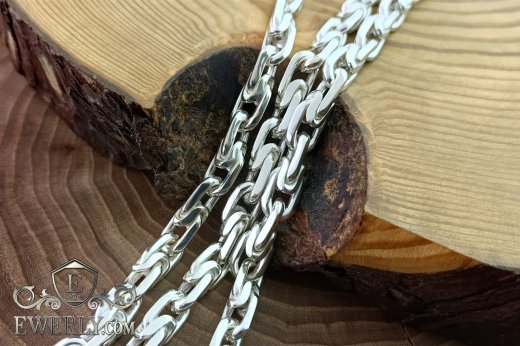 Срібний якірний ланцюг з дод. ланками та гранями, фото