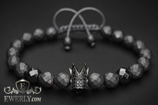 Мужской браслет из вулканической лавы 123019FN, фото