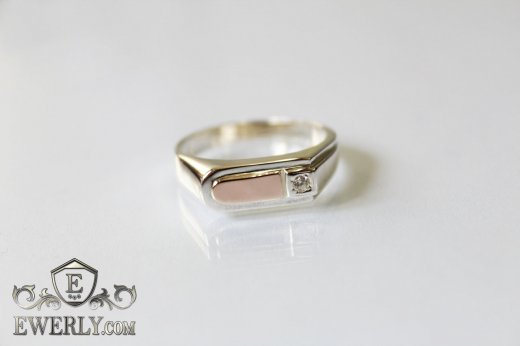 Men's ring of silver with stones, фото