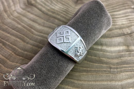 Родированное серебряное кольцо мужское, фото