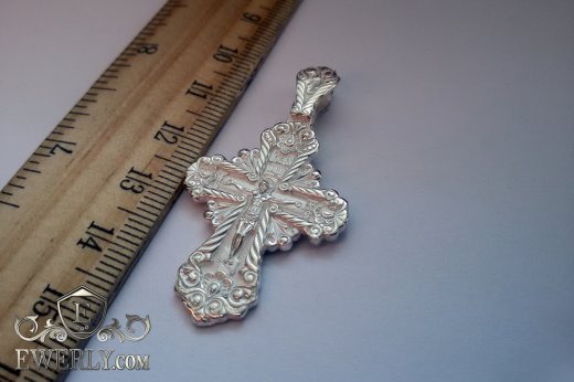 Cross of sterling silver with crucifix, фото