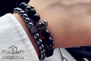 Комплект двух браслетов из вулканического камня 123062II, фото