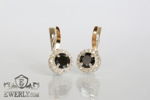 Серебряные серьги с чёрными камнями, фото