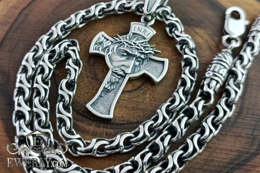 Серебряная цепочка Славянка с крестиком, фото