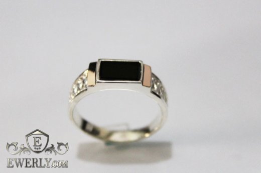 Men's ring of sterling silver with stones, фото