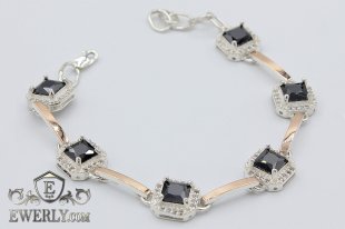 Women's bracelet "Casting with stones No.1" of  silver, фото