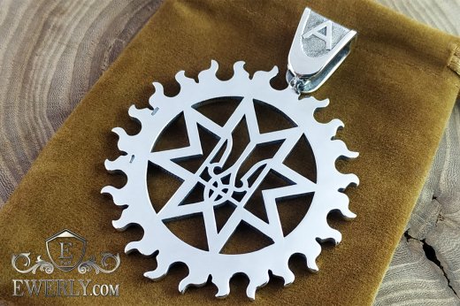 Pendant "Coat of arms of Ukraine" made of silver., фото