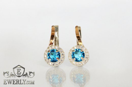 Серебряные серьги с голубыми камнями, фото