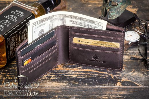 Мужское портмоне ручной работы из натуральной кожи, фото