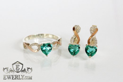 Set : earring of sterling silvers and ring of sterling silver, фото