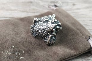 Серебряный перстень "Человек - медведь", фото