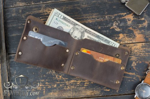 Handmade genuine leather wallet, фото