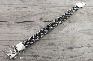 Браслет "Плетёный колос" из серебра, фото