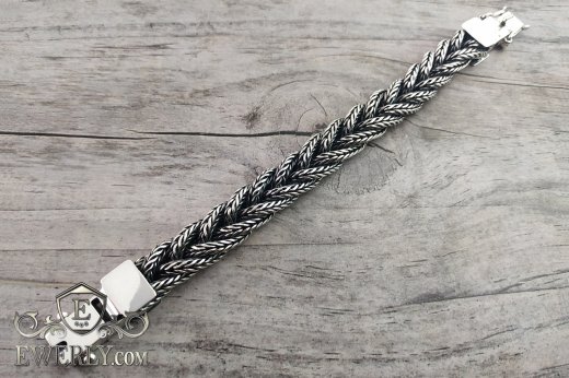 Браслет "Плетёный колос" из серебра, фото