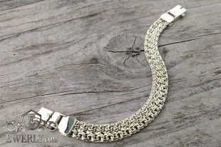 Big men's bracelet "Double bismarck" of sterling silver, фото