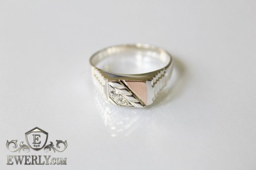 Men's ring of sterling silver with stones, фото