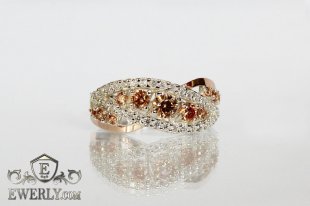 Кольцо - бесконечность из серебра с фианитами, фото