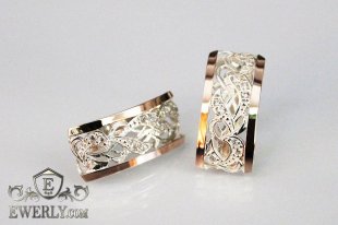 Женские серьги с золотом и белыми камнями, фото