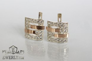 Серьги с белыми камнями (серебро 925 пробы), фото