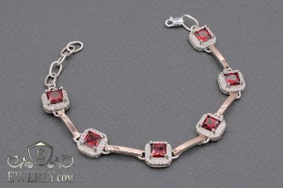 Bracelet "Casting with stones No.1" of  silver for women, фото