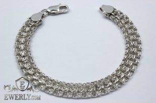 Bracelet "Double bismarck" of sterling silver, фото