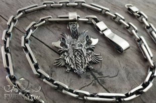 Комплект: кулон с викингом и мужская цепочка, фото