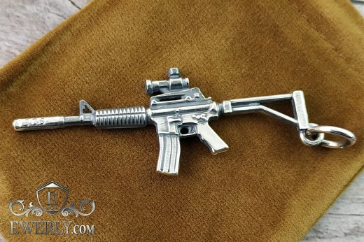 Срібний кулон - автомат М16, фото