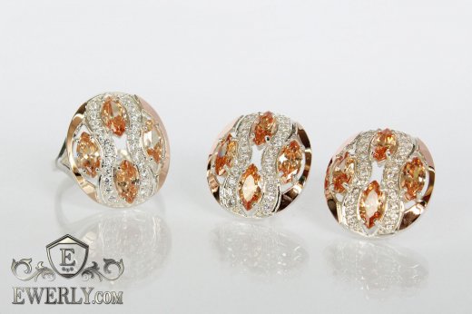 Set : earring of  silvers and ring of  silver, фото