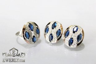 Kit : earring of sterling silvers and ring of sterling silver, фото