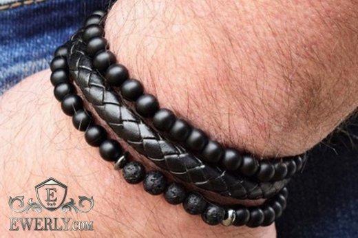 Комплект каменных браслетов из вулканической лавы 123051TY, фото