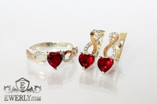 Set : earring of sterling silvers and ring of sterling silver, фото