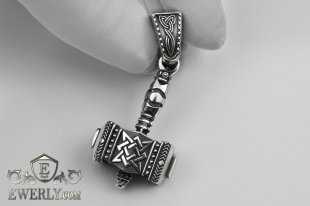 Подвеска - кулон Молот Тора из серебра, фото