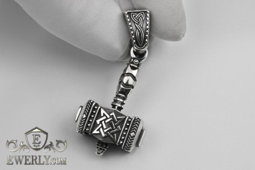 Подвеска - кулон Молот Тора из серебра, фото