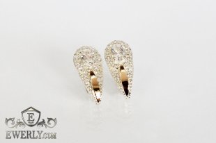 Серебряные серьги - капли с золотом, фото