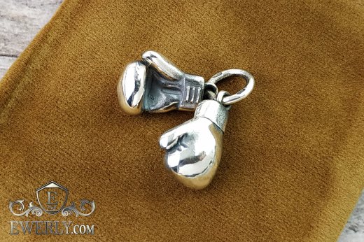 Silver pendant "Boxing gloves", фото