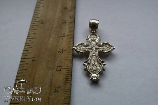 Cross of sterling silver with crucifix, фото